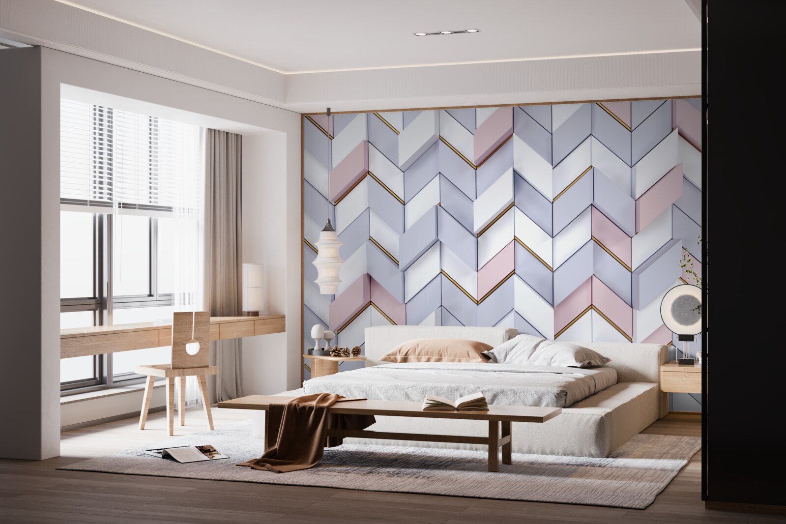 Fotobehang zigzag weerspiegeld als in een spiegel