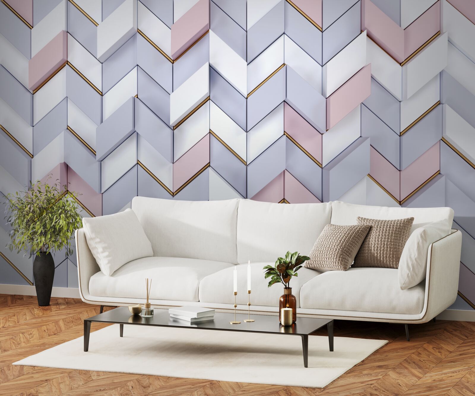 Fotobehang zigzag weerspiegeld als in een spiegel
