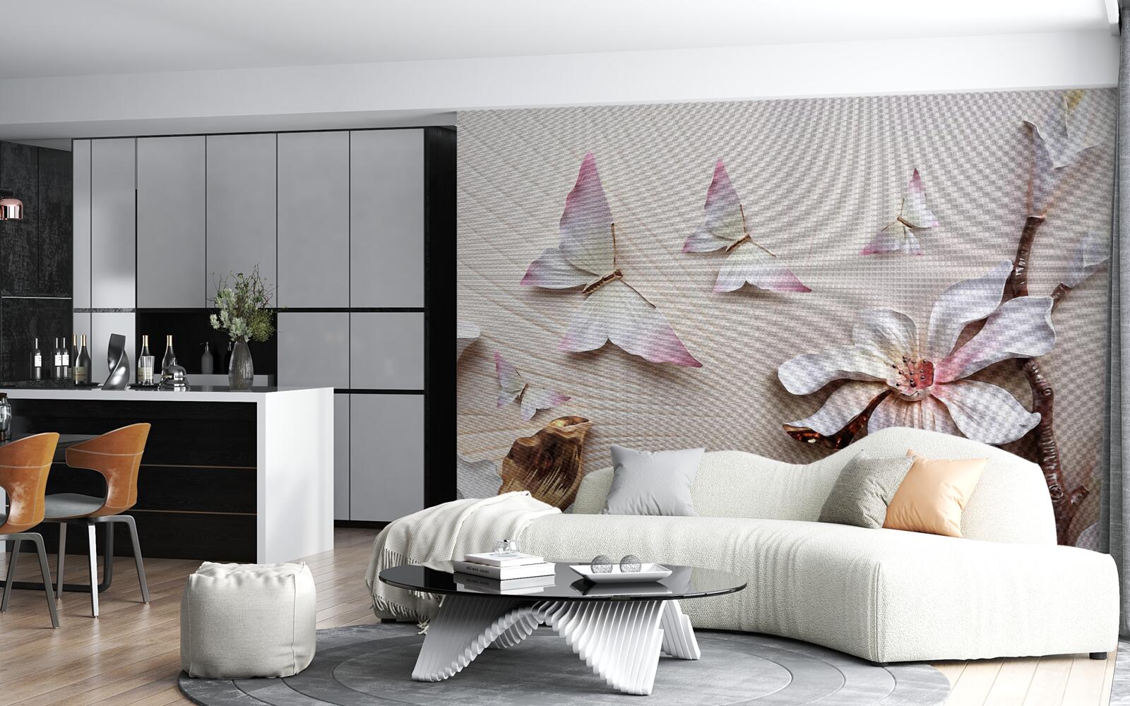 Fotobehang Motten over heldere knoppen