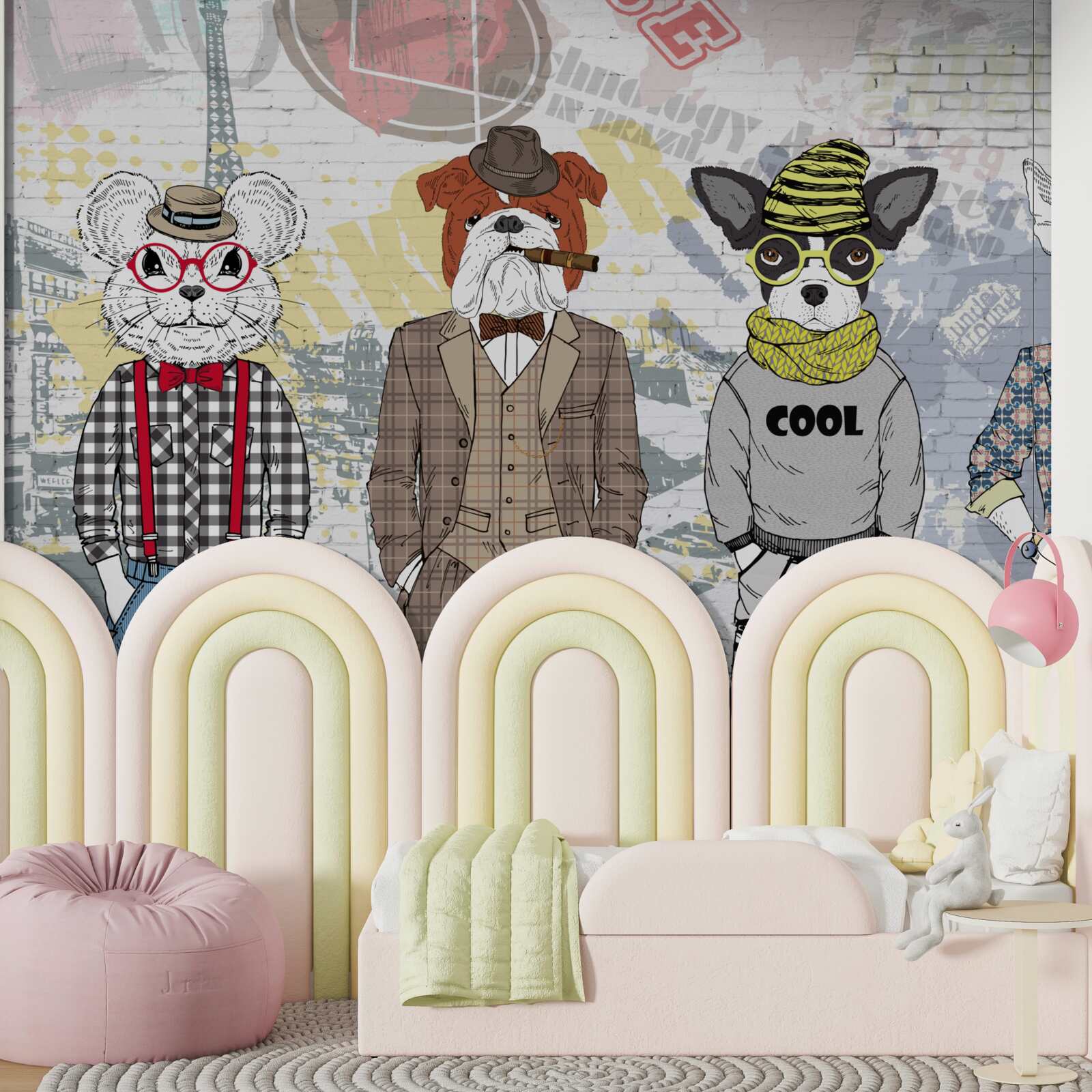Fotobehang dieren in modieuze kleding