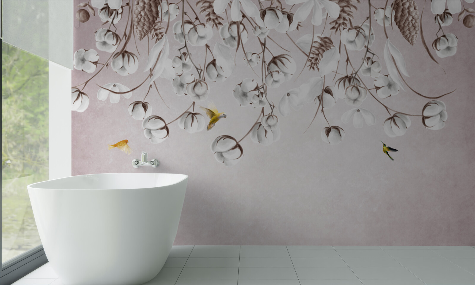 Fotobehang licht katoen op witte achtergrond