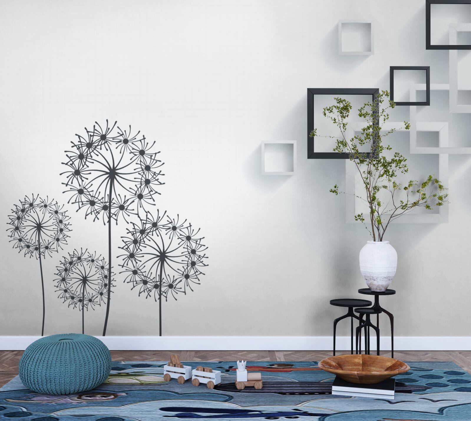 Fotobehang geometrische vormen op een witte achtergrond met milleon