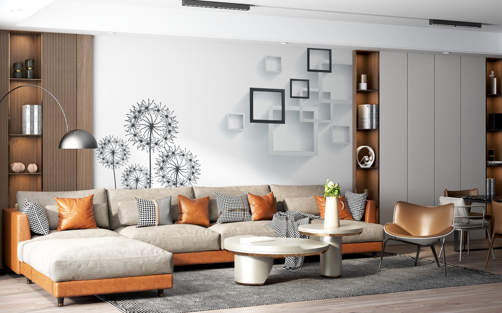 Fotobehang geometrische vormen op een witte achtergrond met milleon