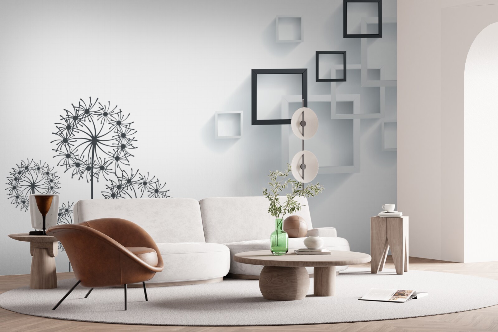 Fotobehang geometrische vormen op een witte achtergrond met milleon