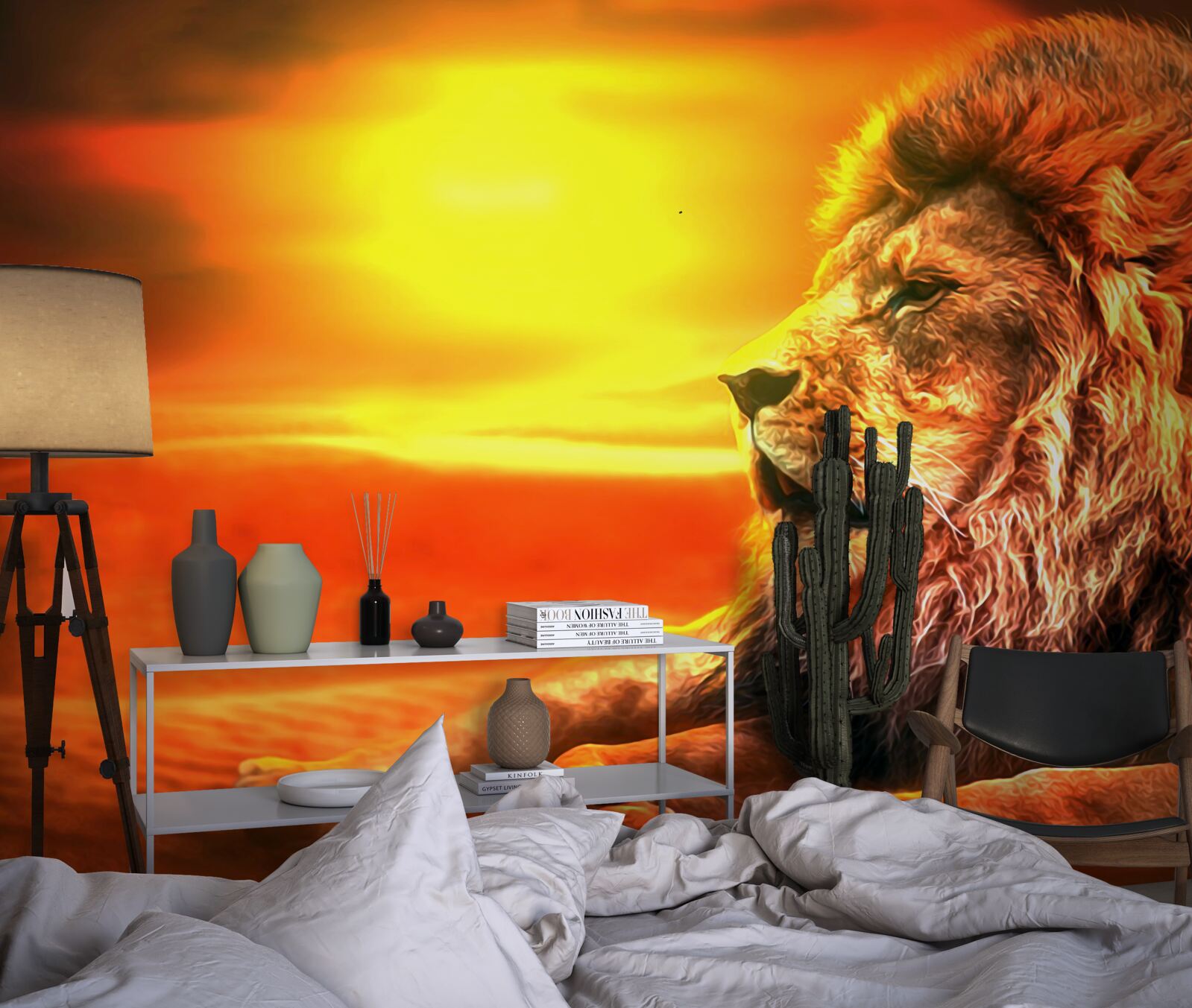 Fotobehang een rijpe tijger vergezelt het verdwijnen van de zon
