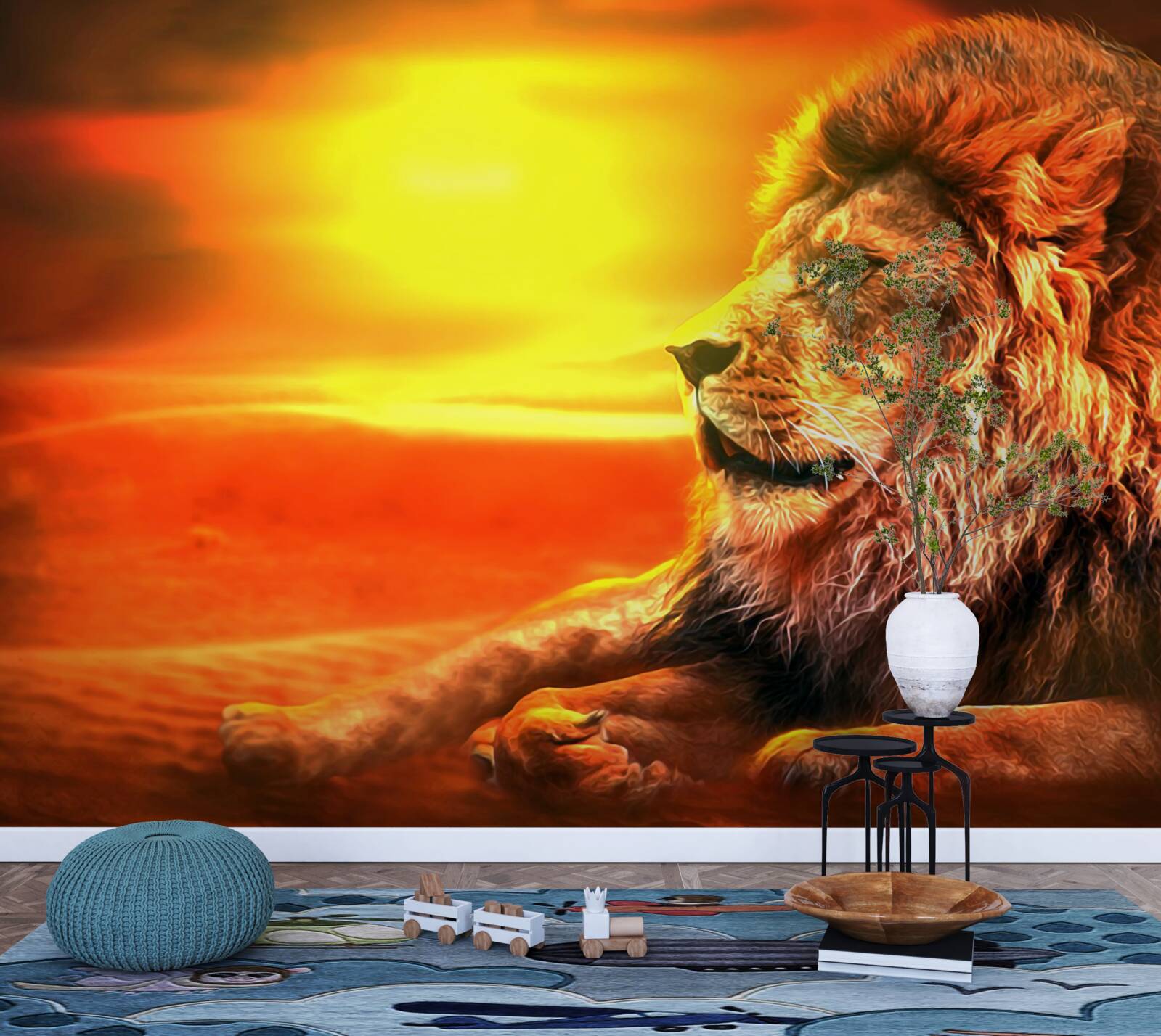 Fotobehang een rijpe tijger vergezelt het verdwijnen van de zon