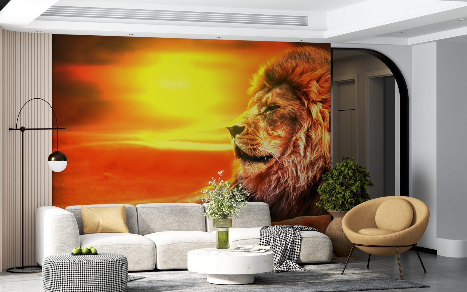 Fotobehang een rijpe tijger vergezelt het verdwijnen van de zon