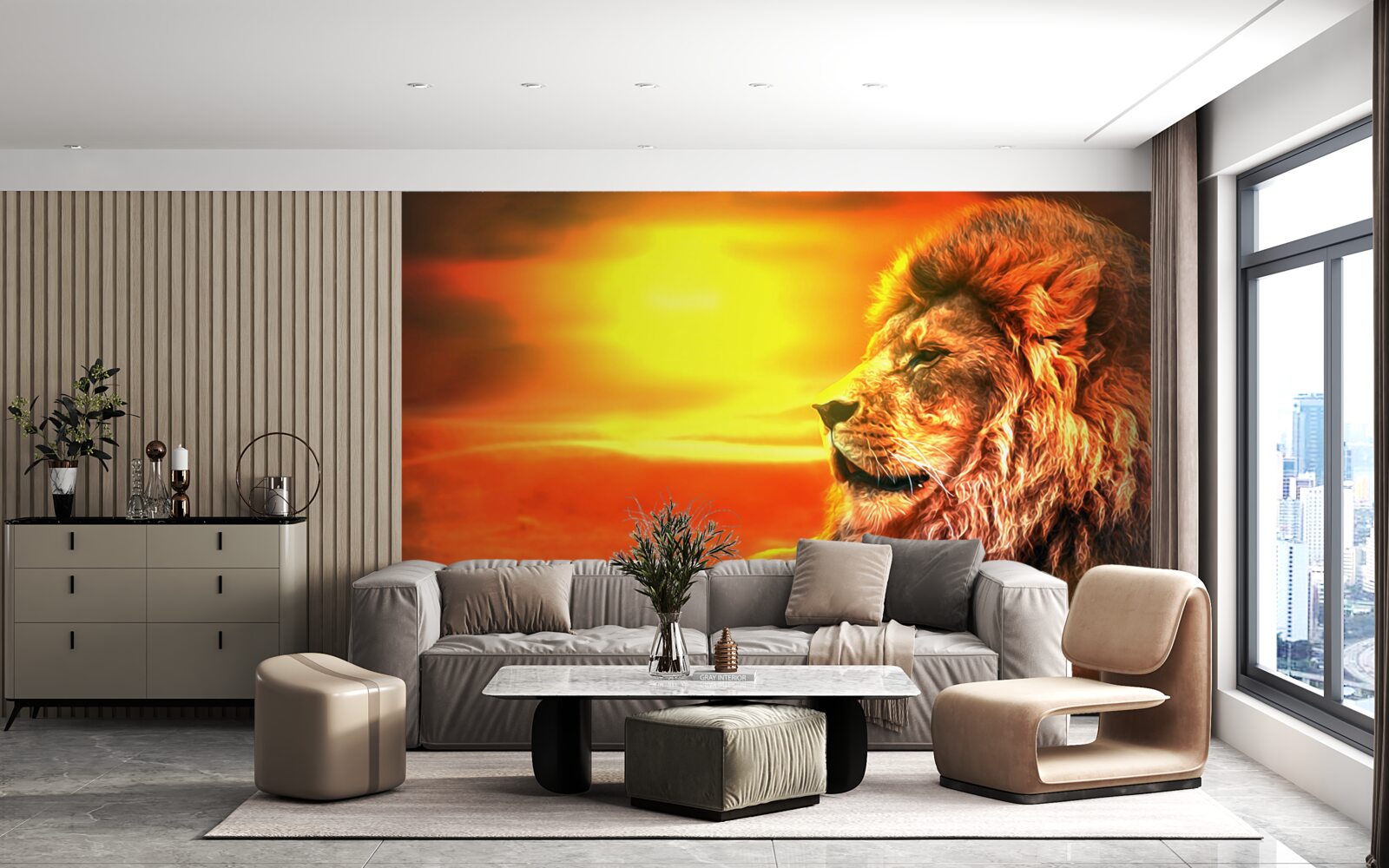 Fotobehang een rijpe tijger vergezelt het verdwijnen van de zon