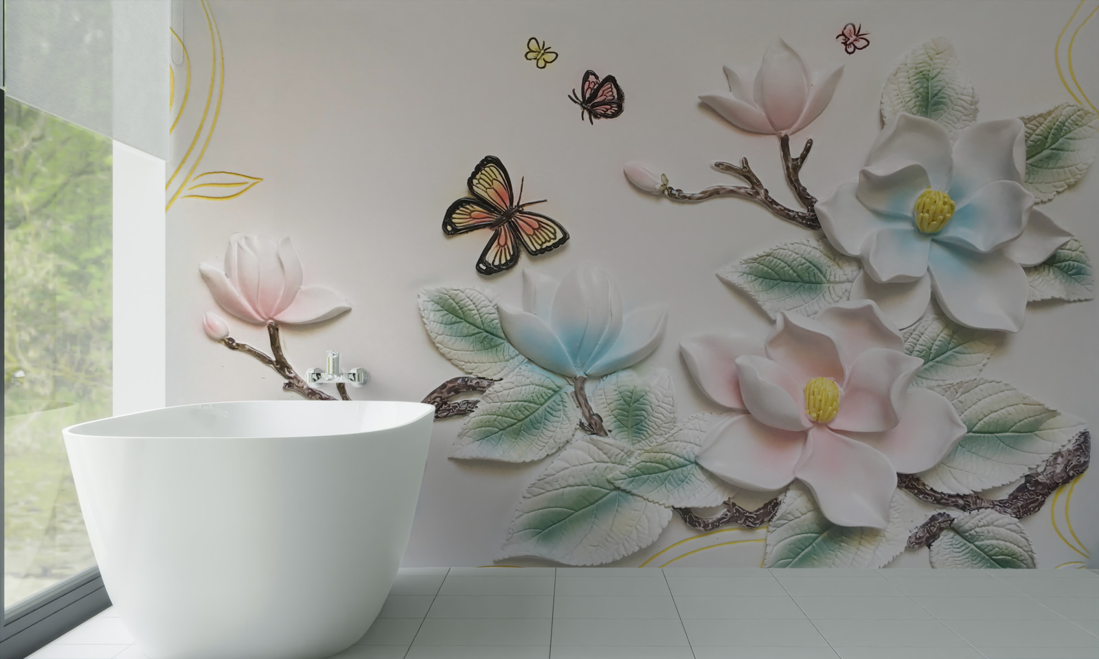 Fotobehang magnolia opende haar bloemen voor motten
