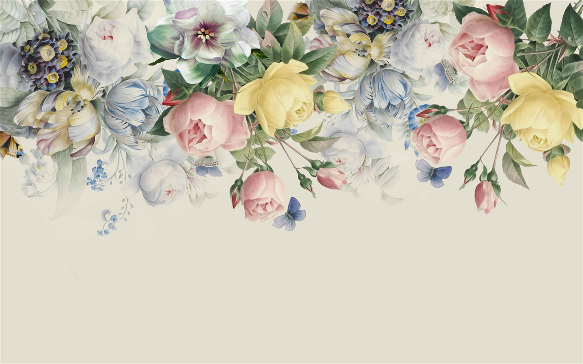 Fotobehang set roze bloemen