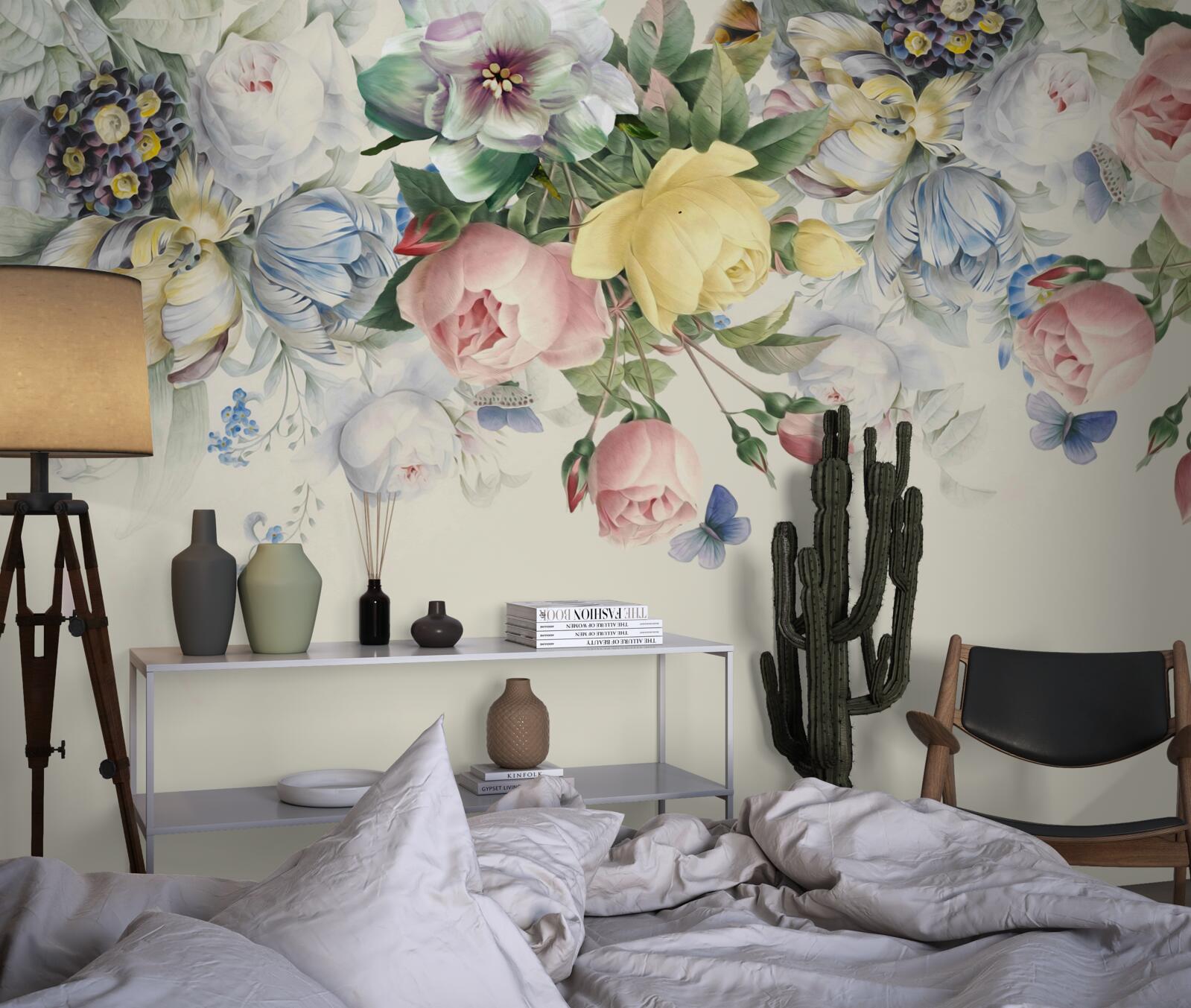 Fotobehang set roze bloemen