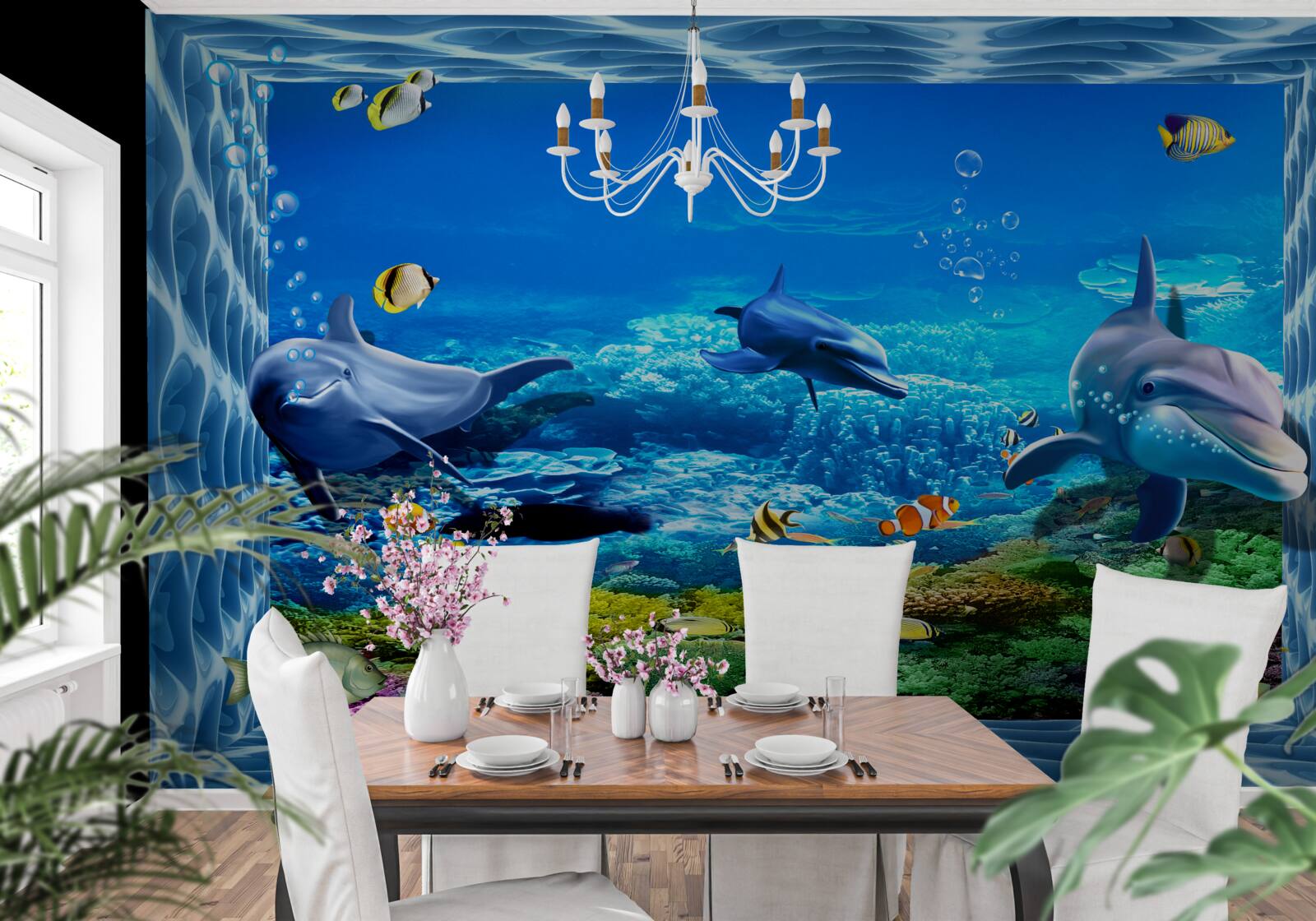 Fotobehang dolfijnen in een waterdierentuin