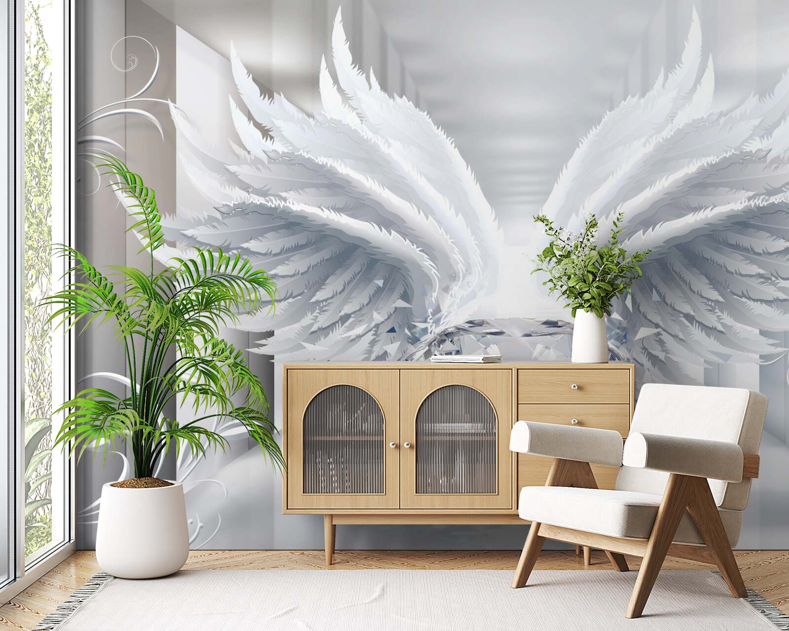 Fotobehang Muur, pen en witte kleur