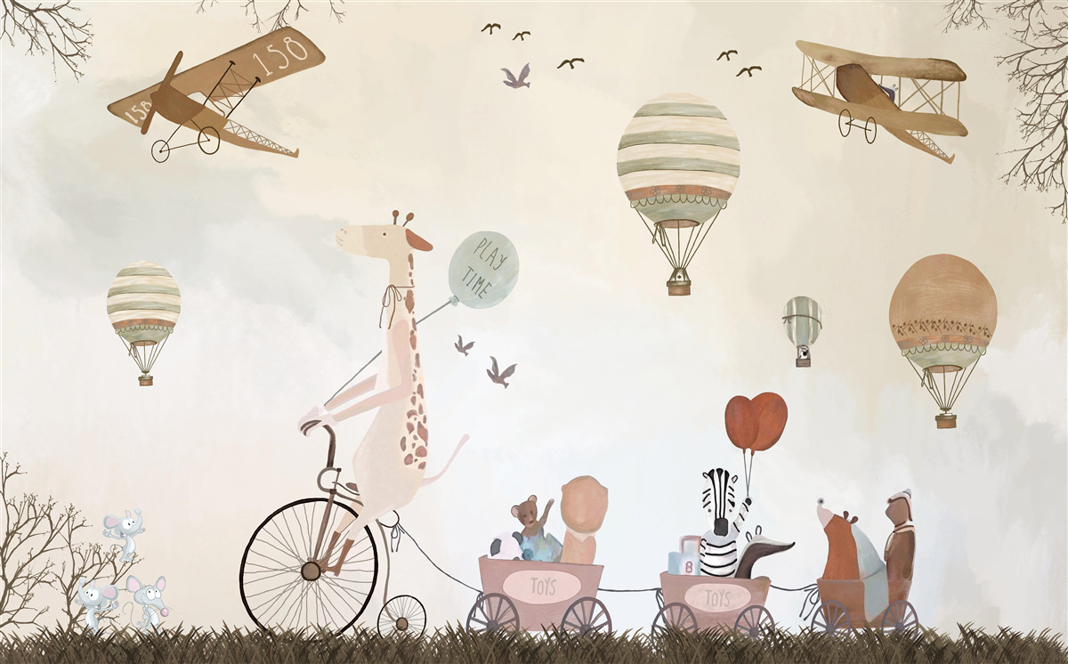 Fotobehang Giraffe fietser