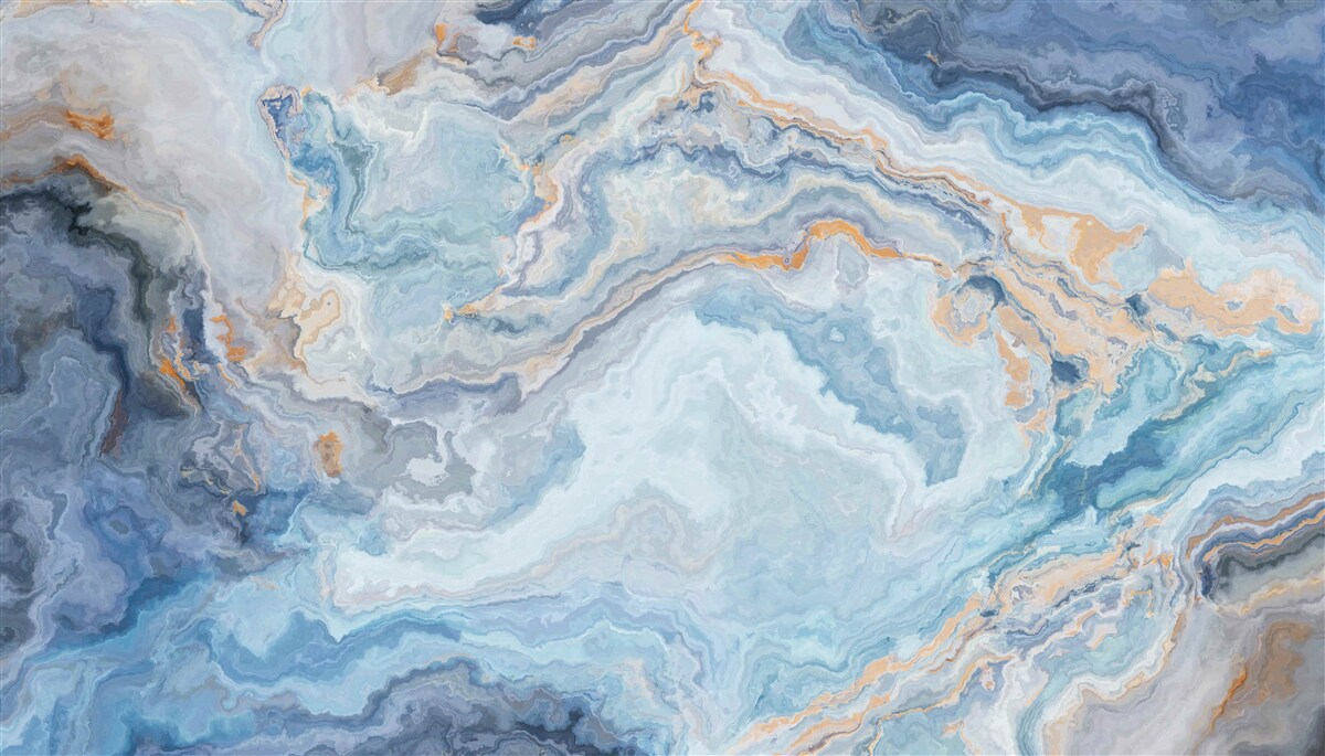 Fotobehang mineraal met een blauwe tint op een muurschildering