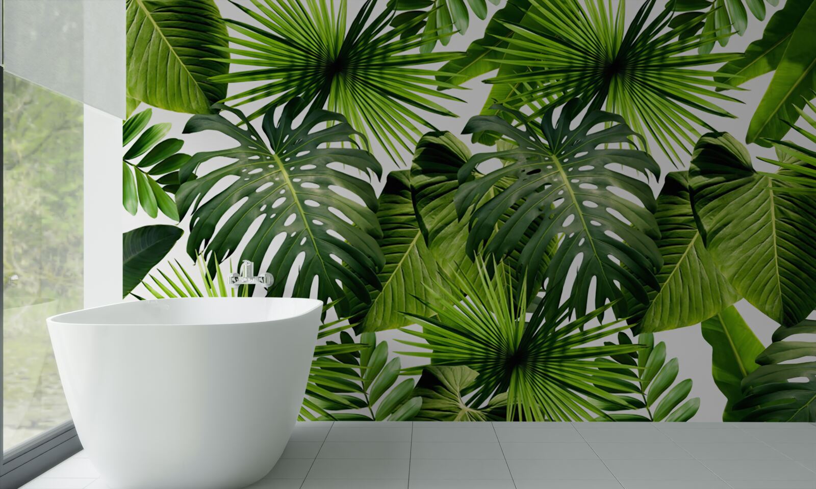 Fotobehang Muur, groen blad