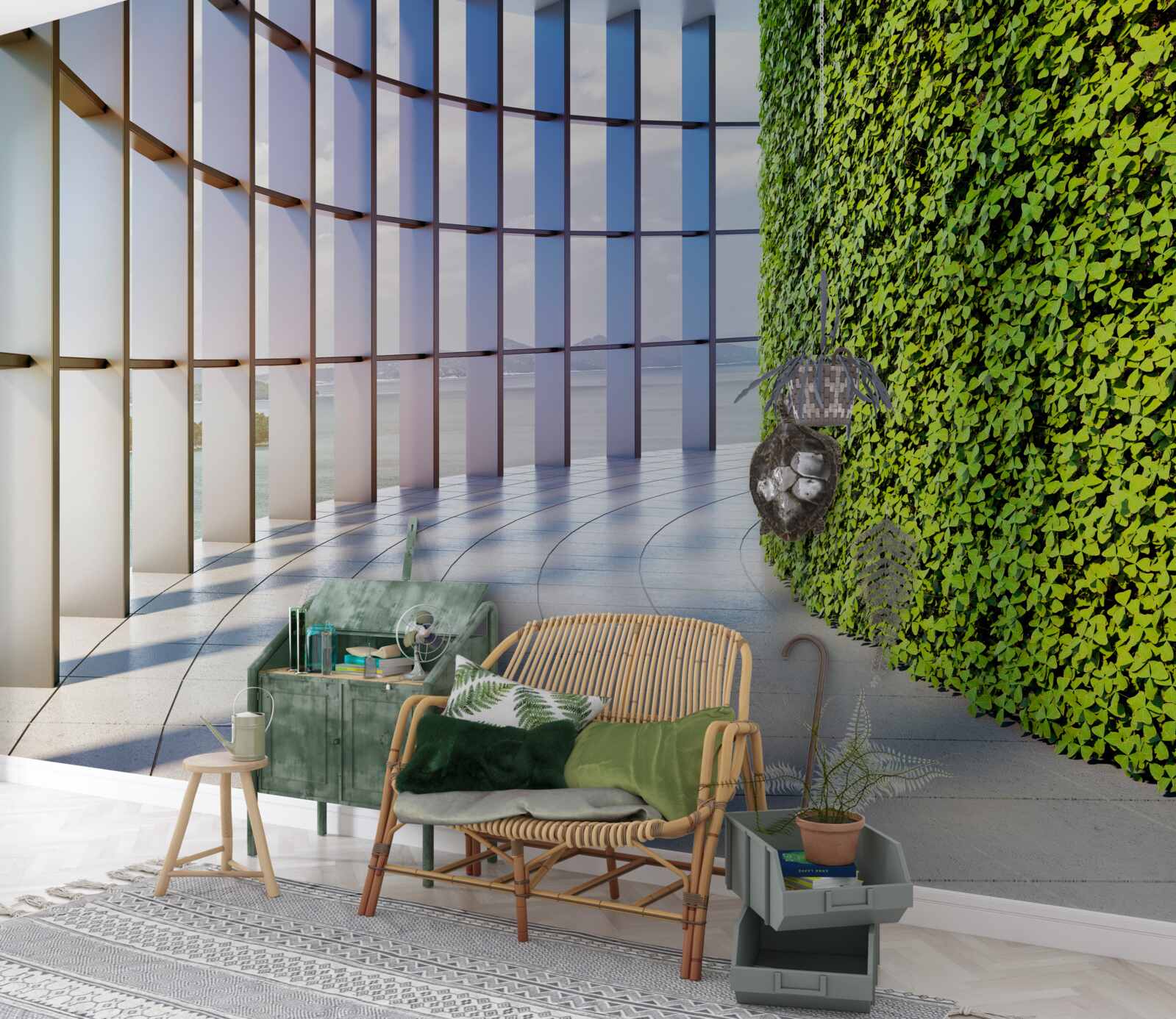 Fotobehang De muur is groen