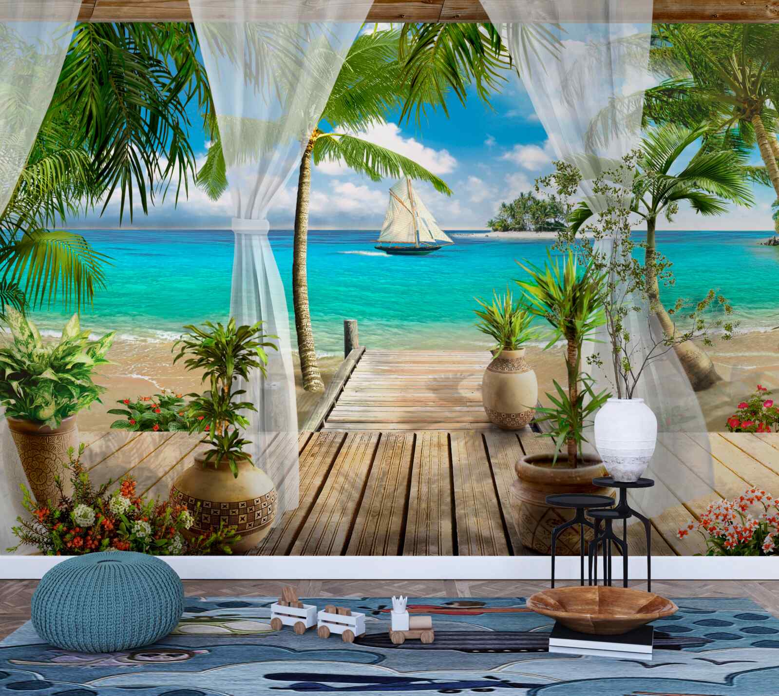 Fotobehang veranda dicht bij de oceaan