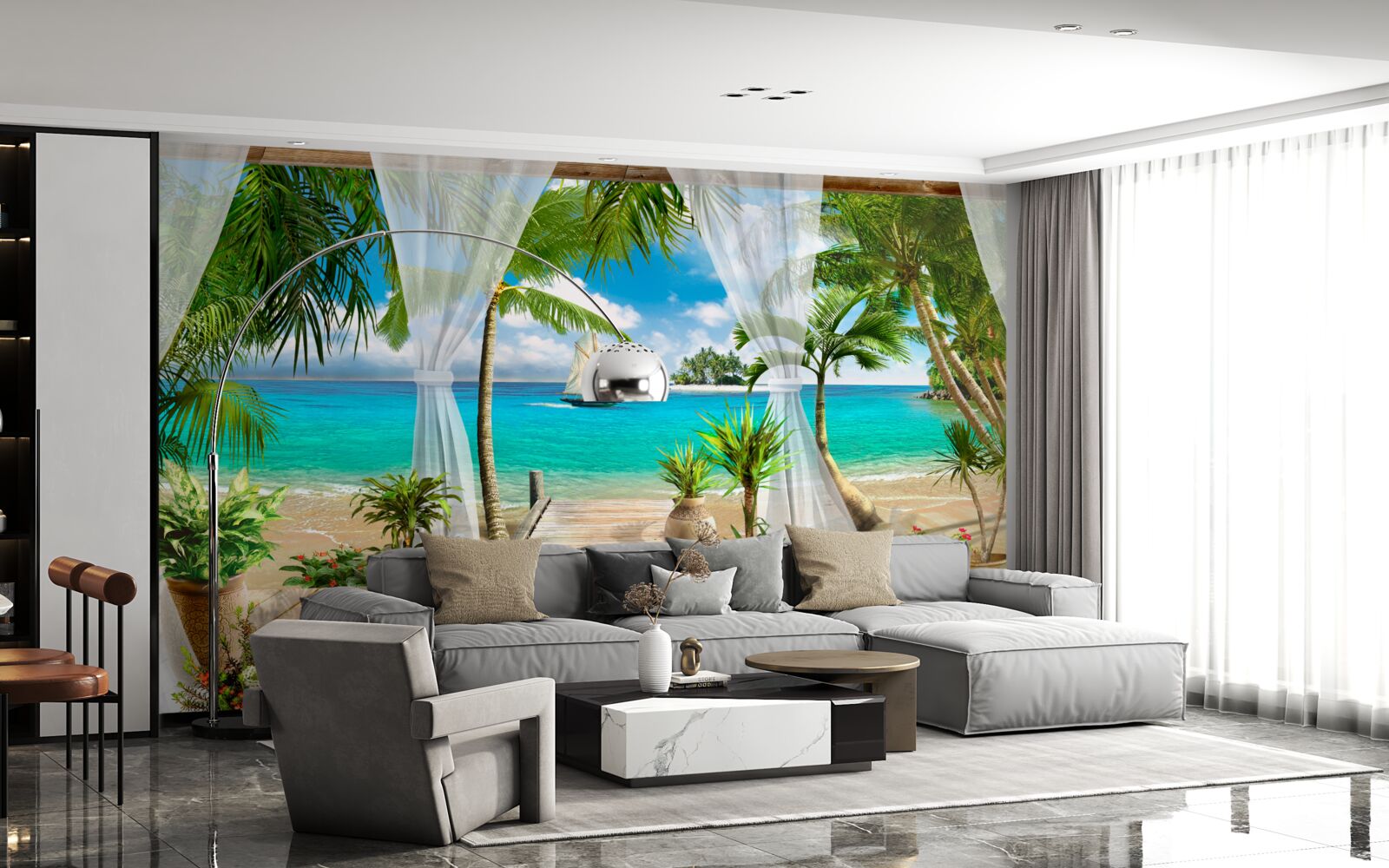 Fotobehang veranda dicht bij de oceaan