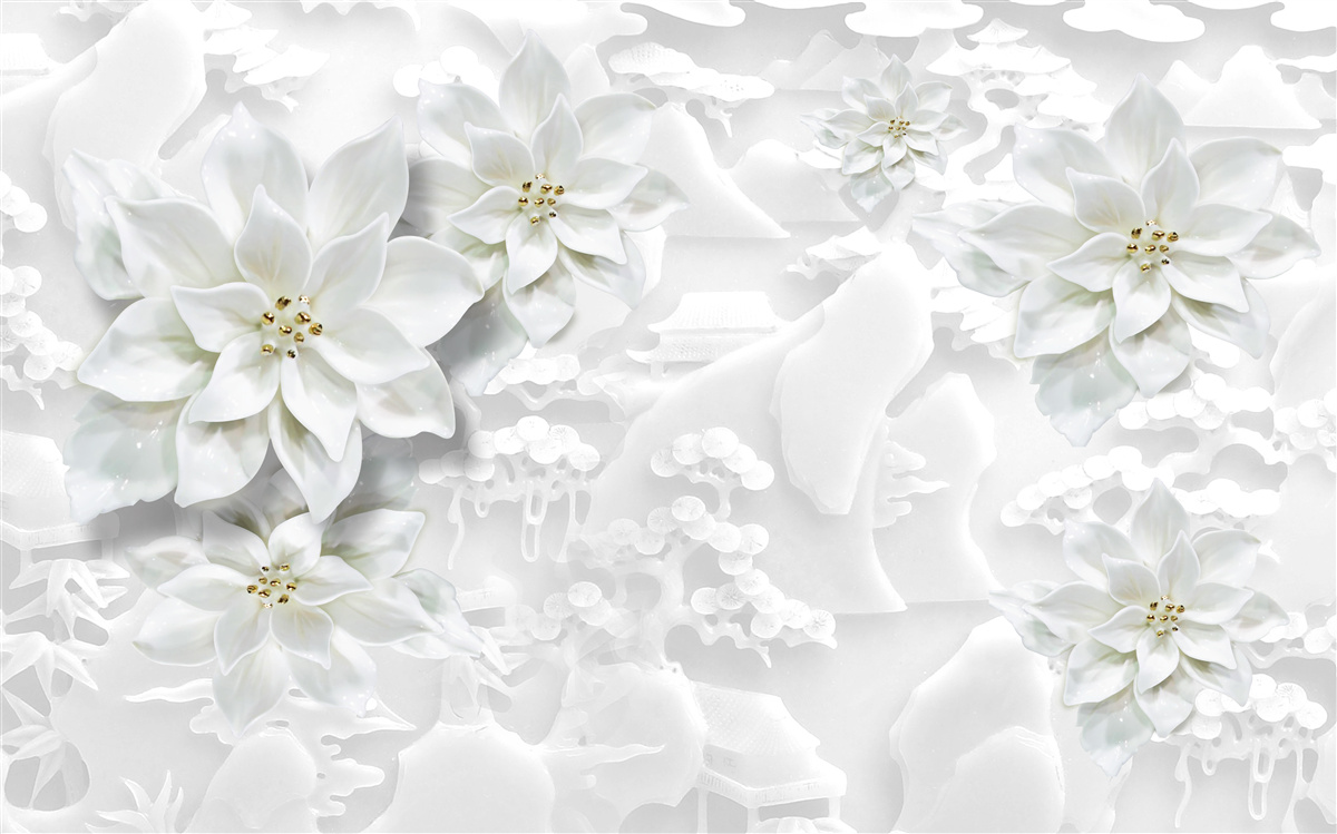 Fotobehang witte bloemen
