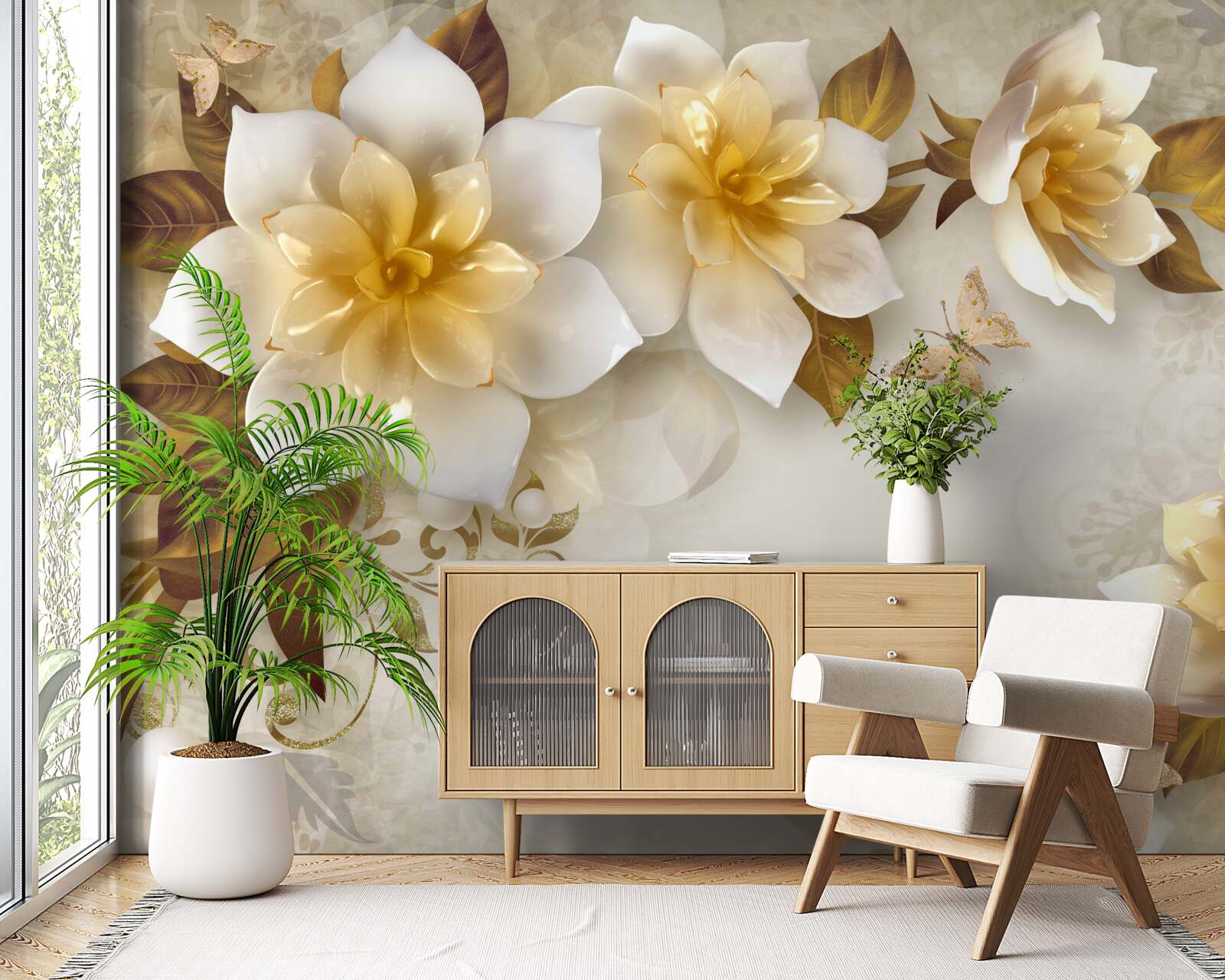 Fotobehang porseleinen bloemen