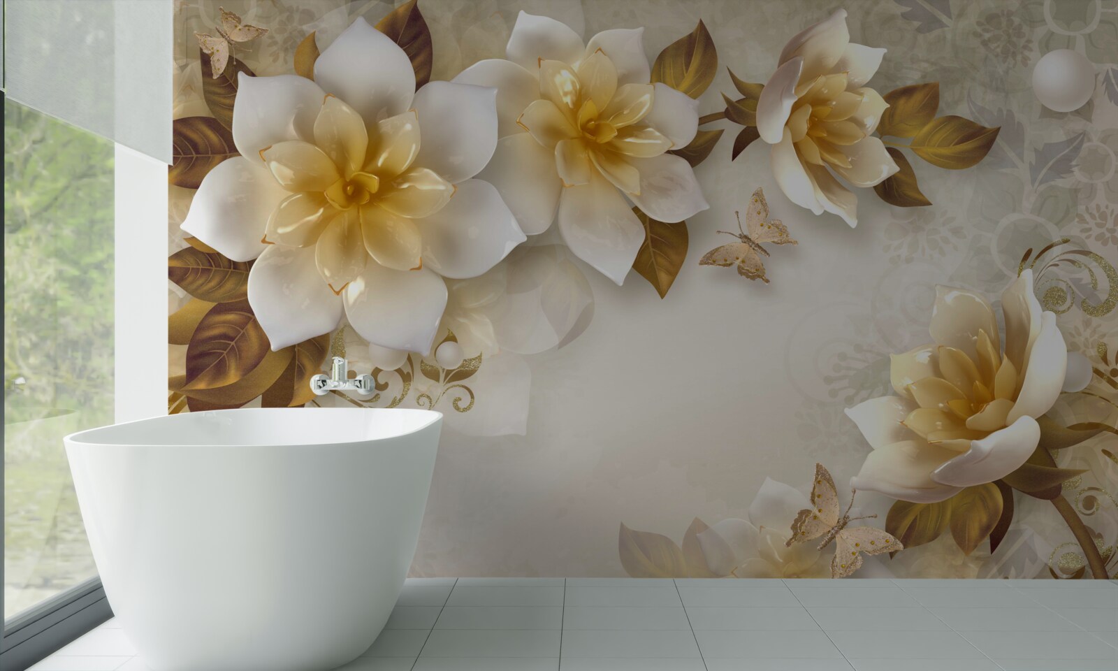 Fotobehang porseleinen bloemen