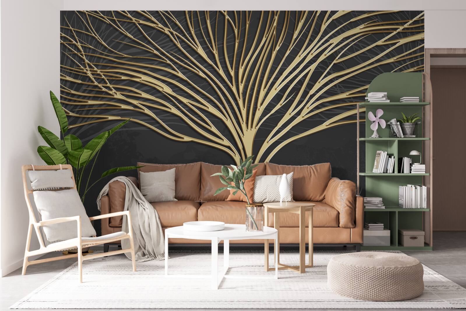 Fotobehang abstracte boom van goud