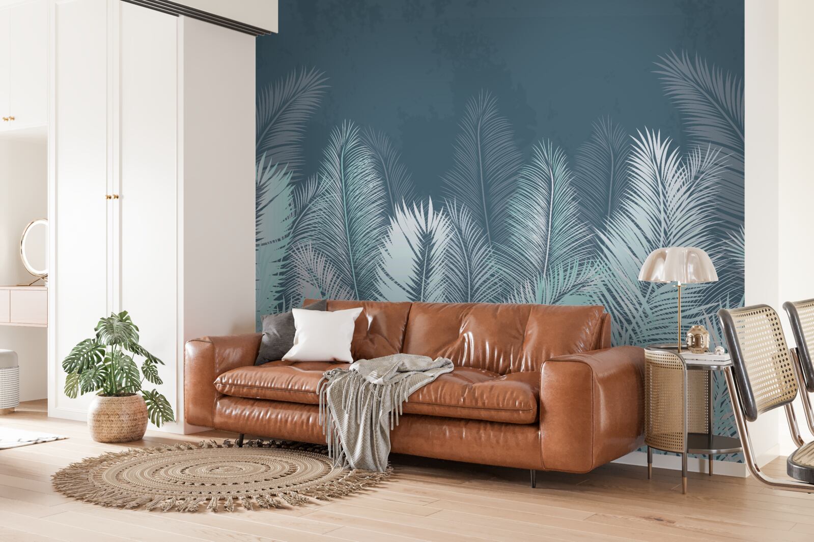 Fotobehang uitgestrekte palmbladeren