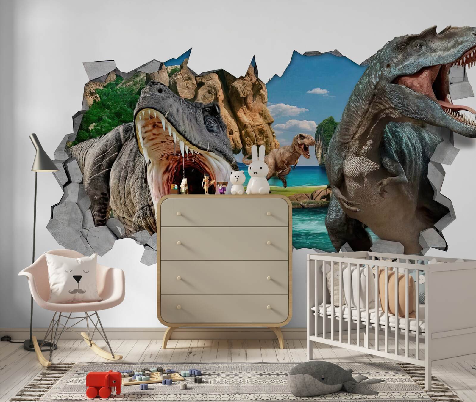 Fotobehang beeldje, dinosaurus en spelletjes