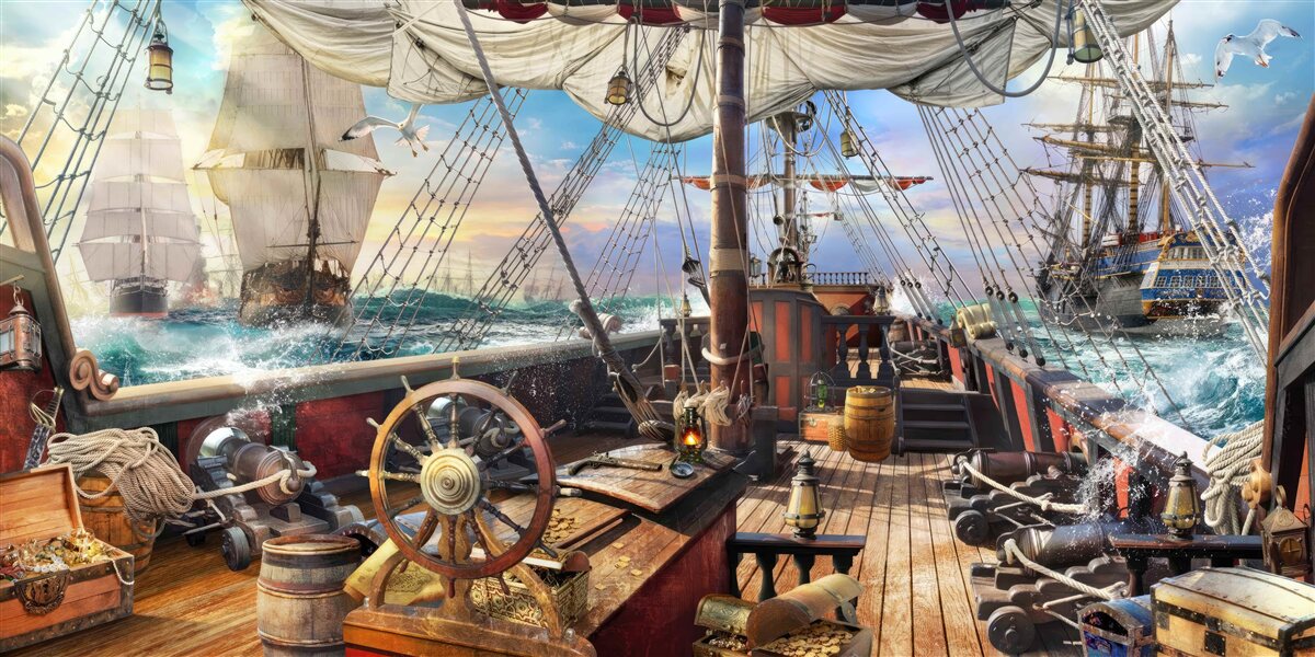 Fotobehang voertuig, schip en jetski