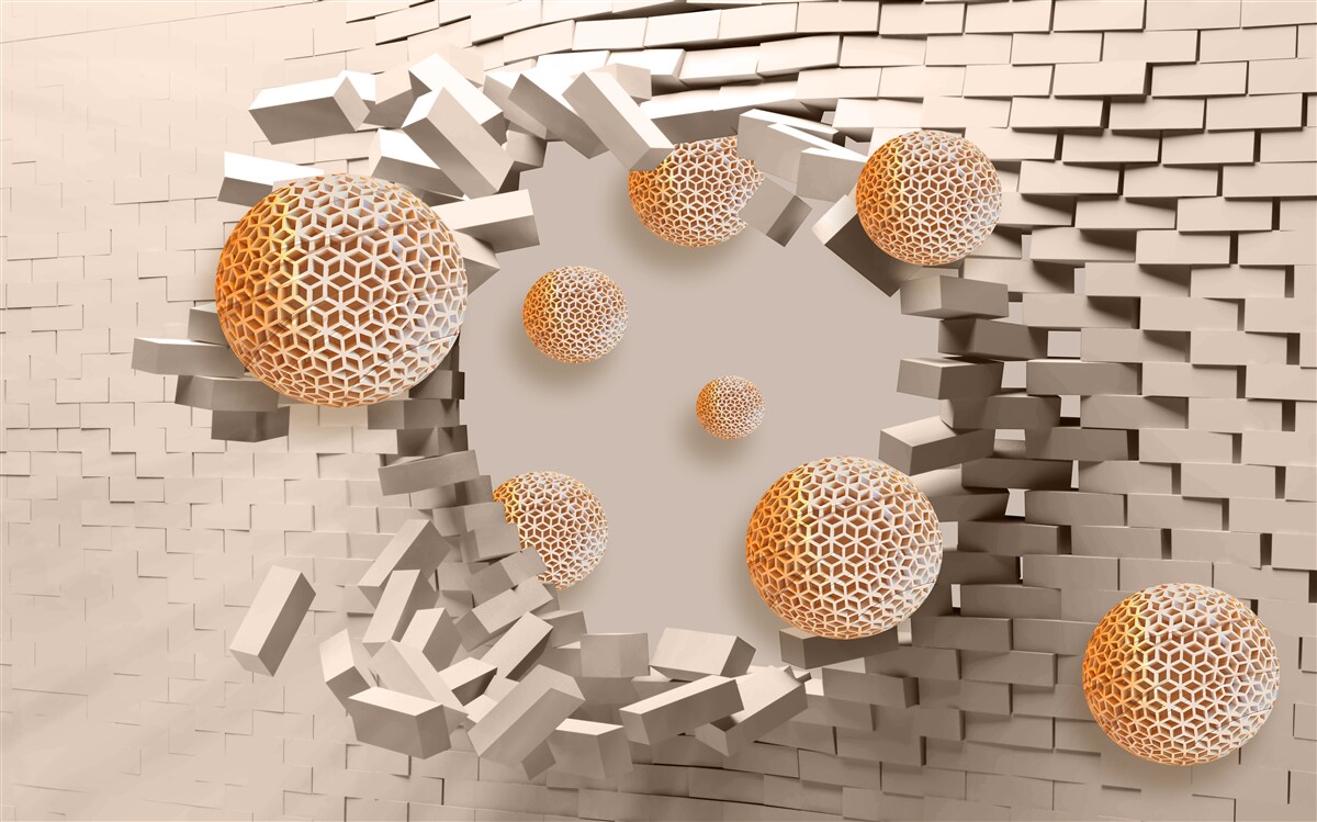Fotobehang 3d ballen en tussenschot