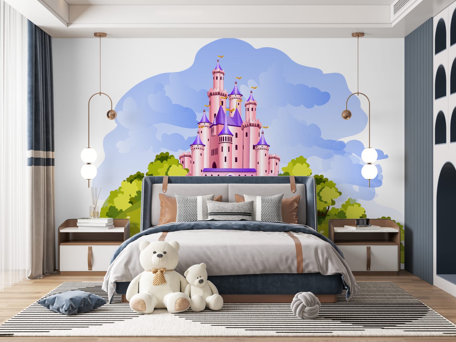 Fotobehang het kasteel is roze