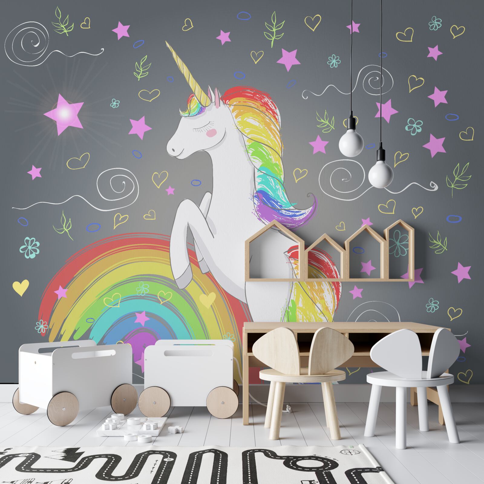 Fotobehang regenboog eenhoorn