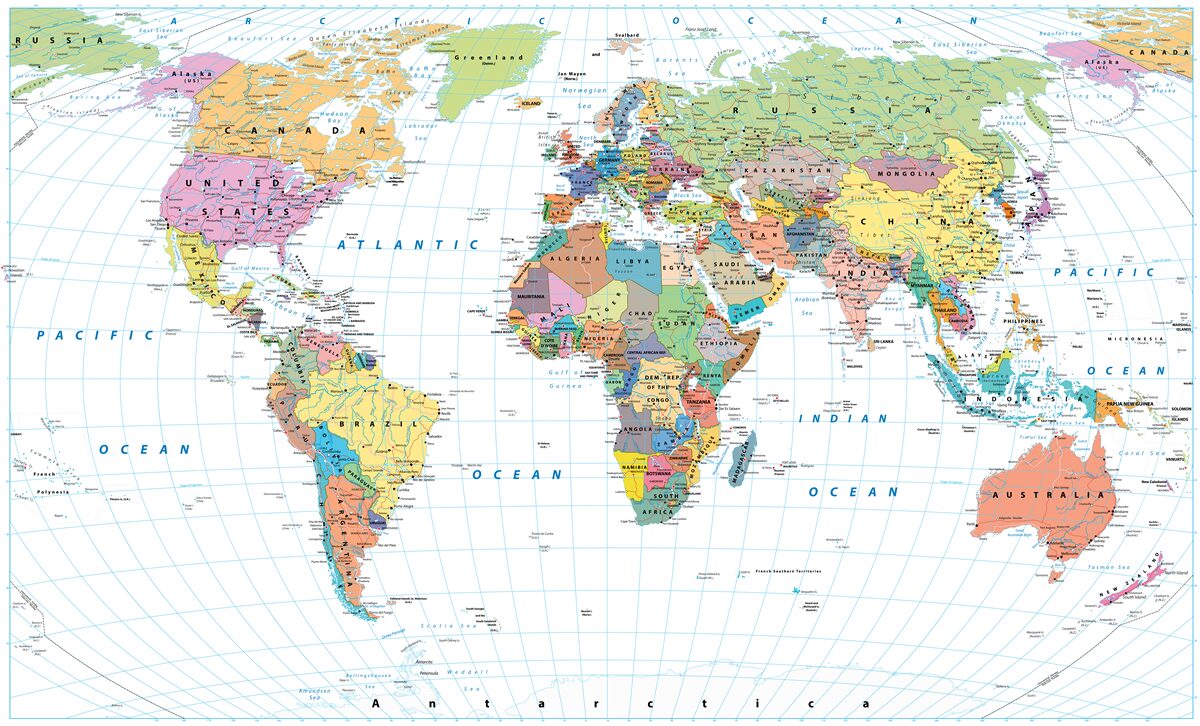Fotobehang geopolitieke wereldkaart