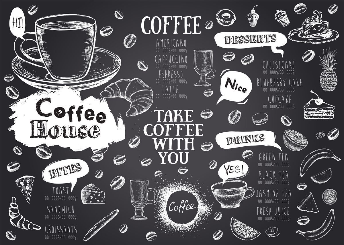 Fotobehang cafetaria menu