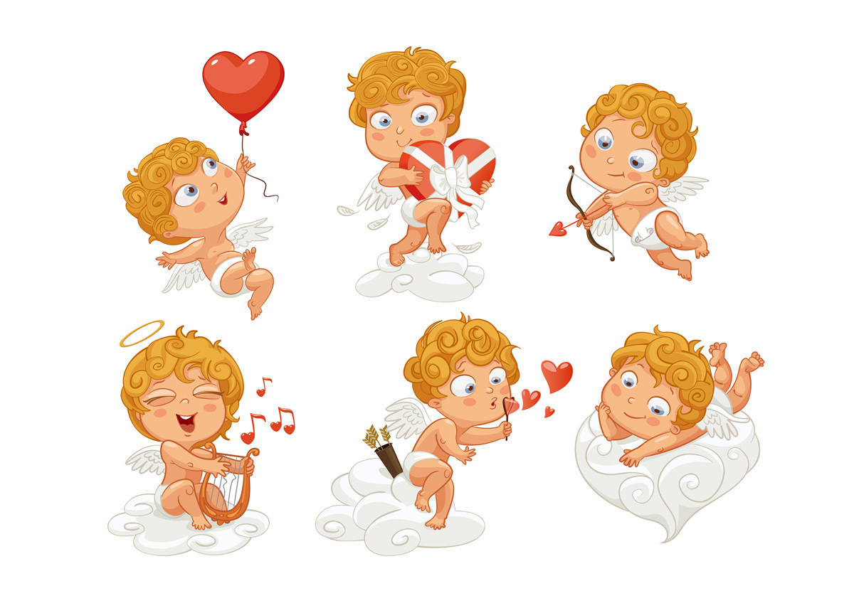 Fotobehang cupido's zijn gepassioneerd over hun taken