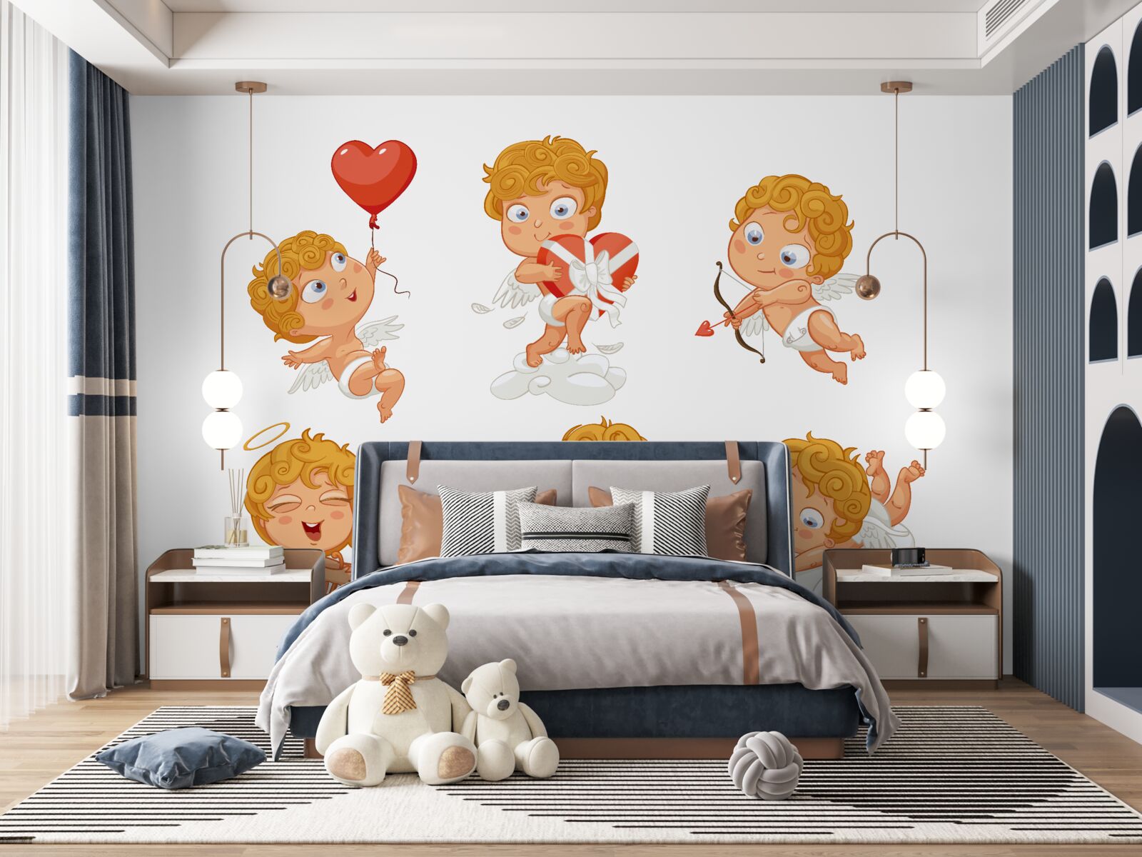 Fotobehang cupido's zijn gepassioneerd over hun taken