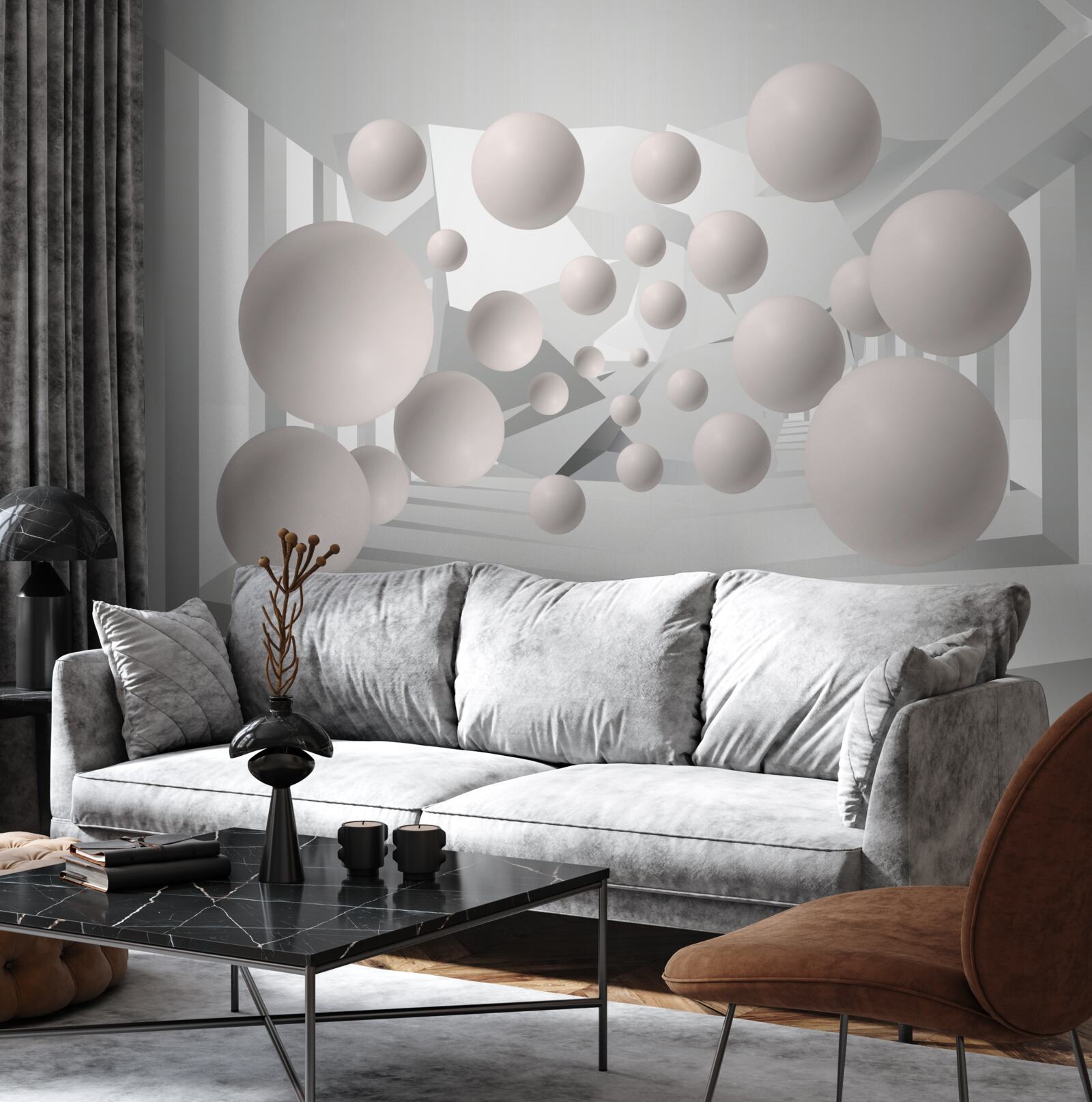 Fotobehang luchtige licht crèmekleurige balletjes