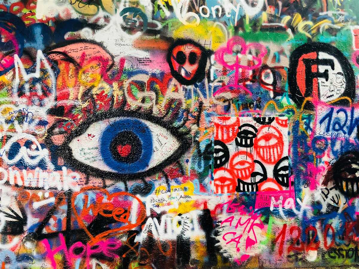 Fotobehang regenboog graffiti composities