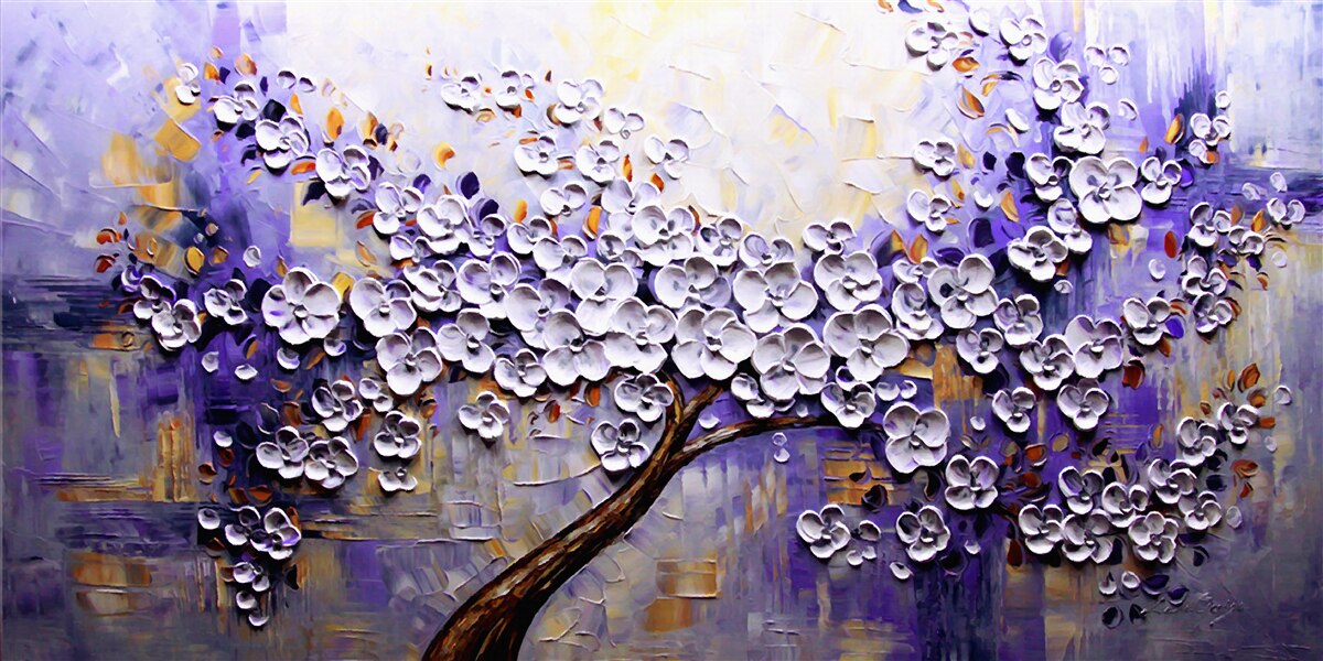 Fotobehang lichte en heldere bloemen bloeien aan de boom