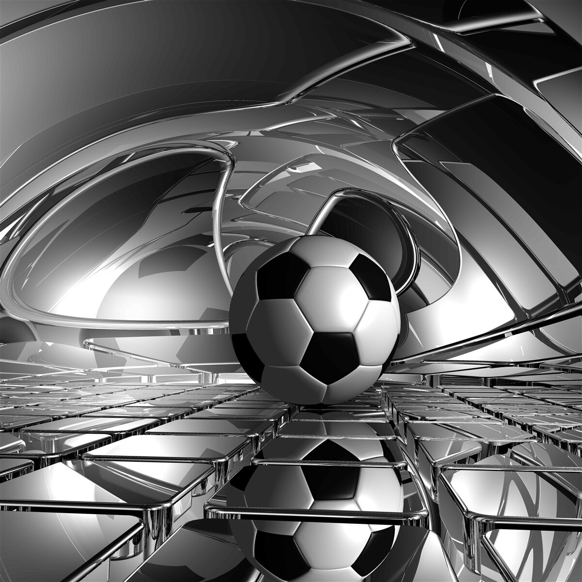 Fotobehang voetbal op een glazen oppervlak