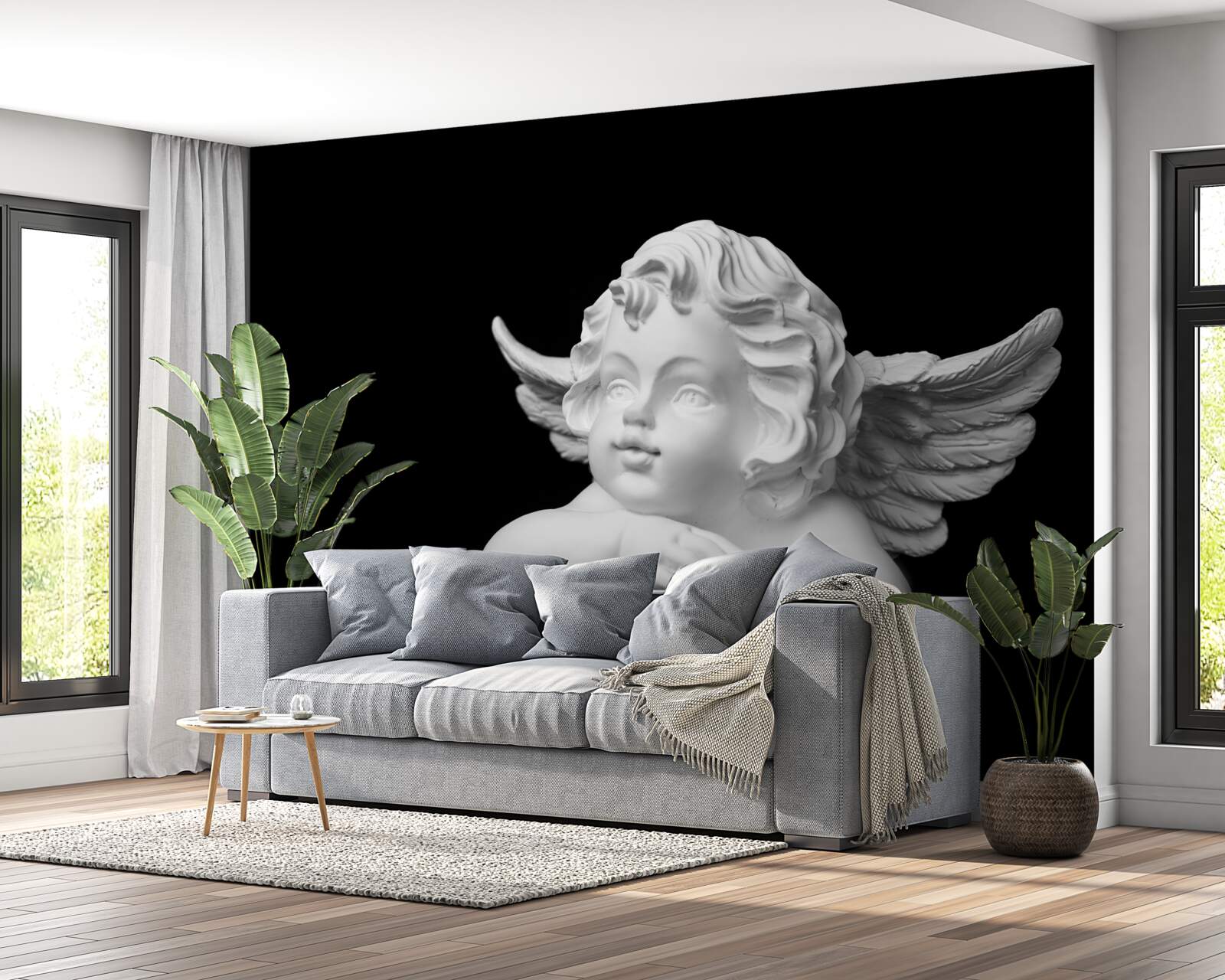 Fotobehang engel uit steen gehouwen