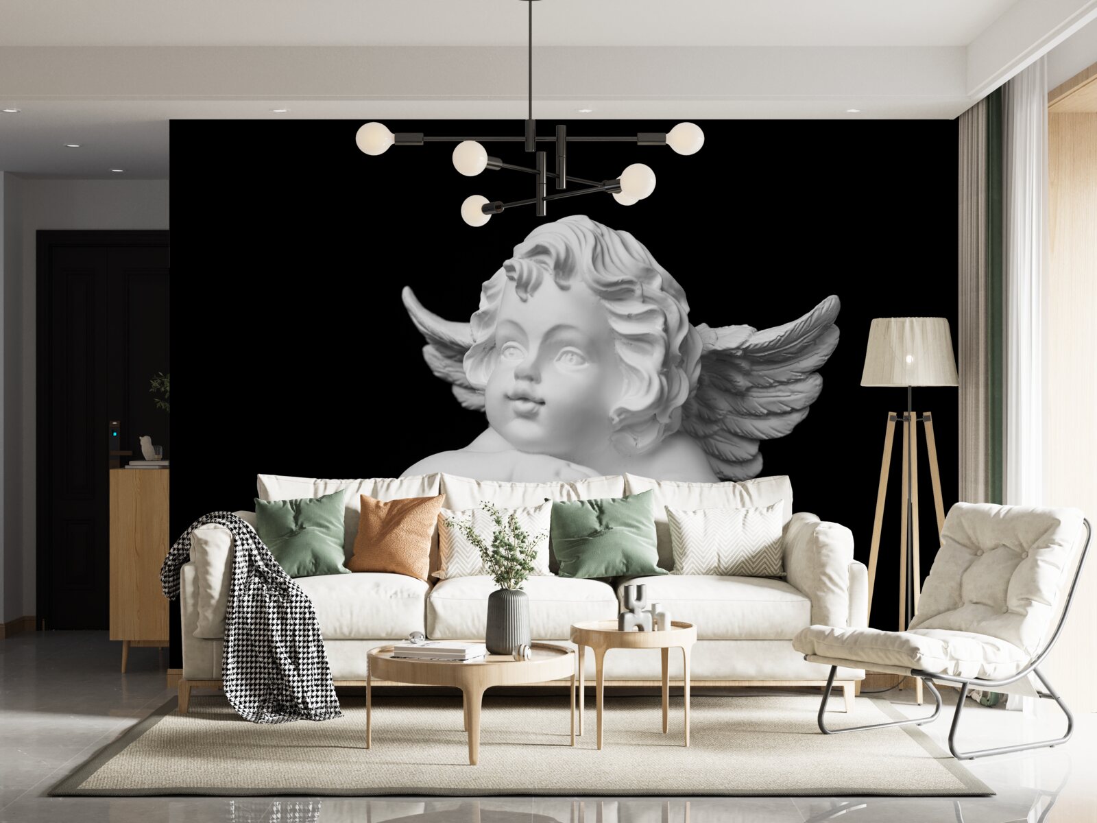 Fotobehang engel uit steen gehouwen