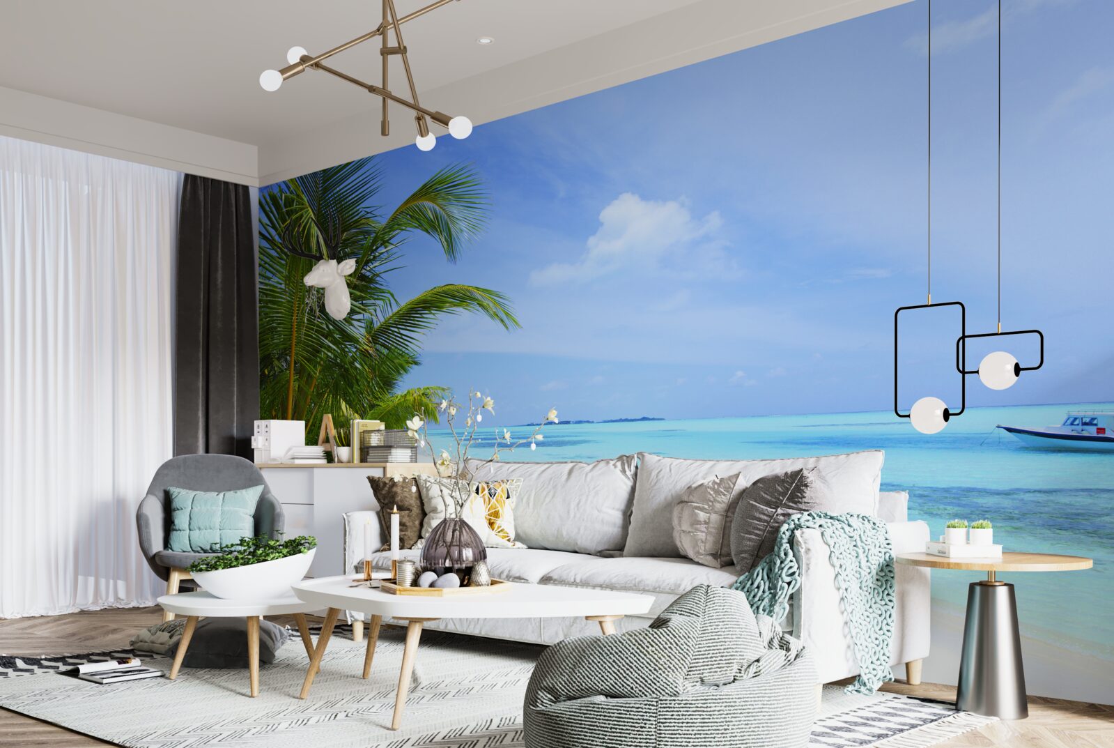 Fotobehang turquoise wateren voor de tropische kusten