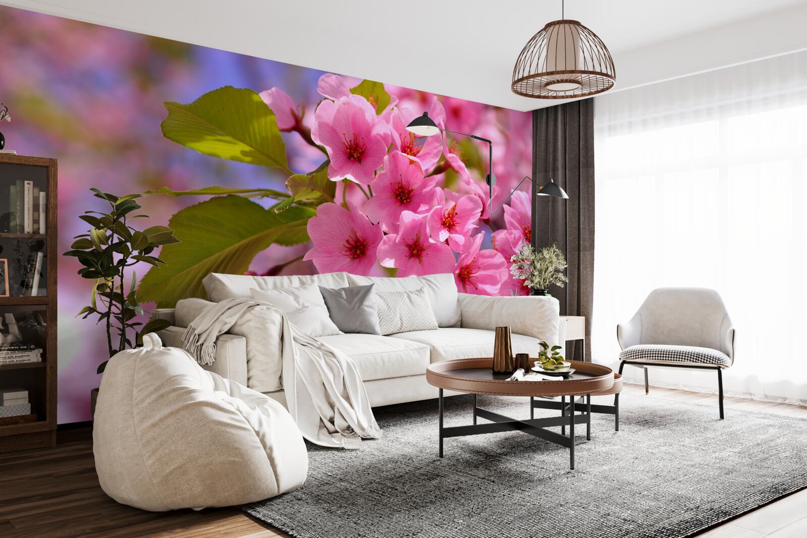 Fotobehang grote sakuraknoppen bloeien in de lente