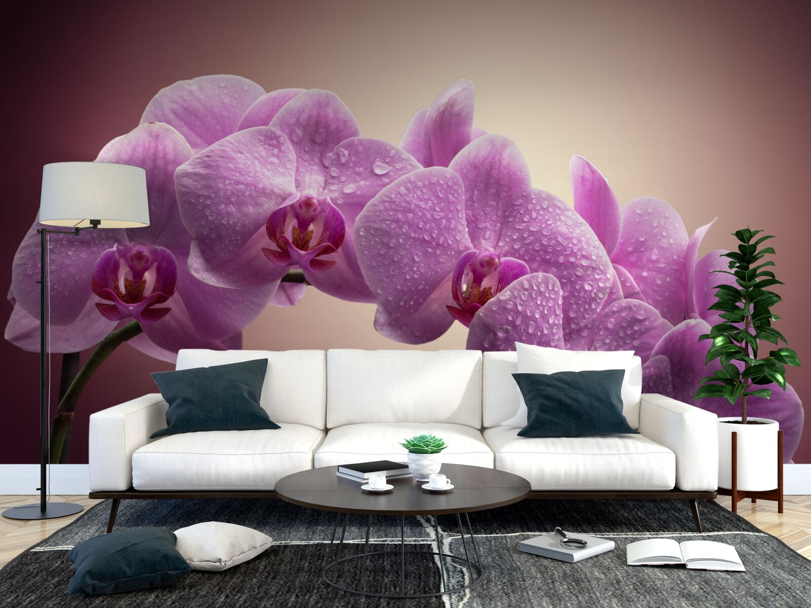 Fotobehang bloeiende tak van een seringorchidee
