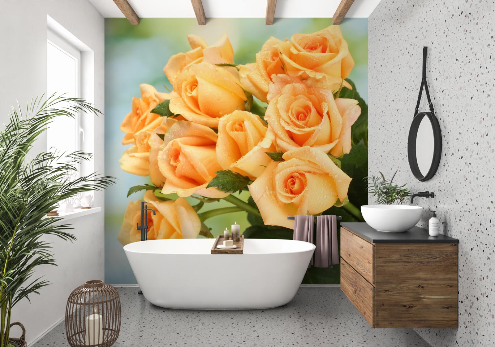 Fotobehang arrangement perzikrozen