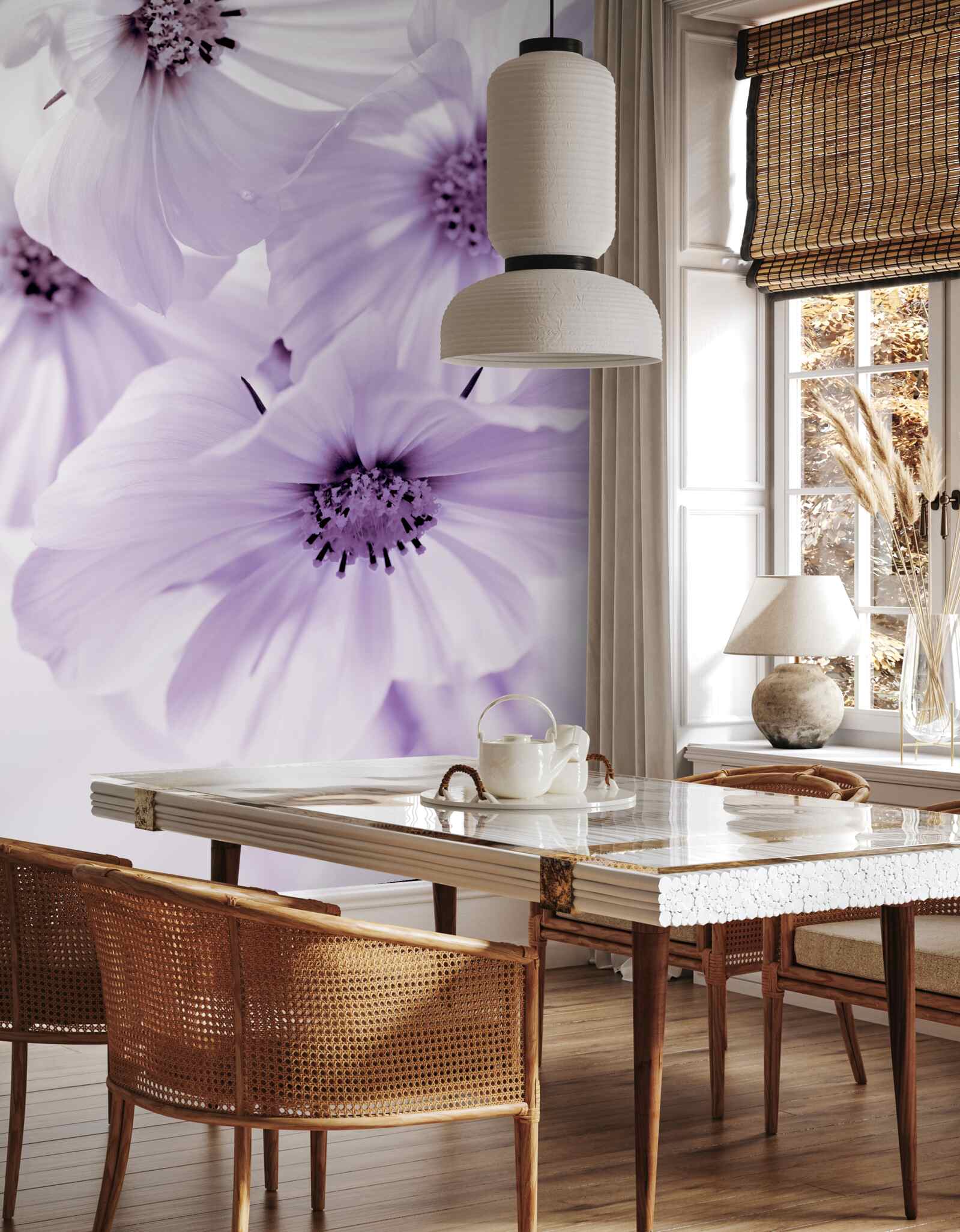 Fotobehang close-up van lila bloemen met fijne bloemblaadjes