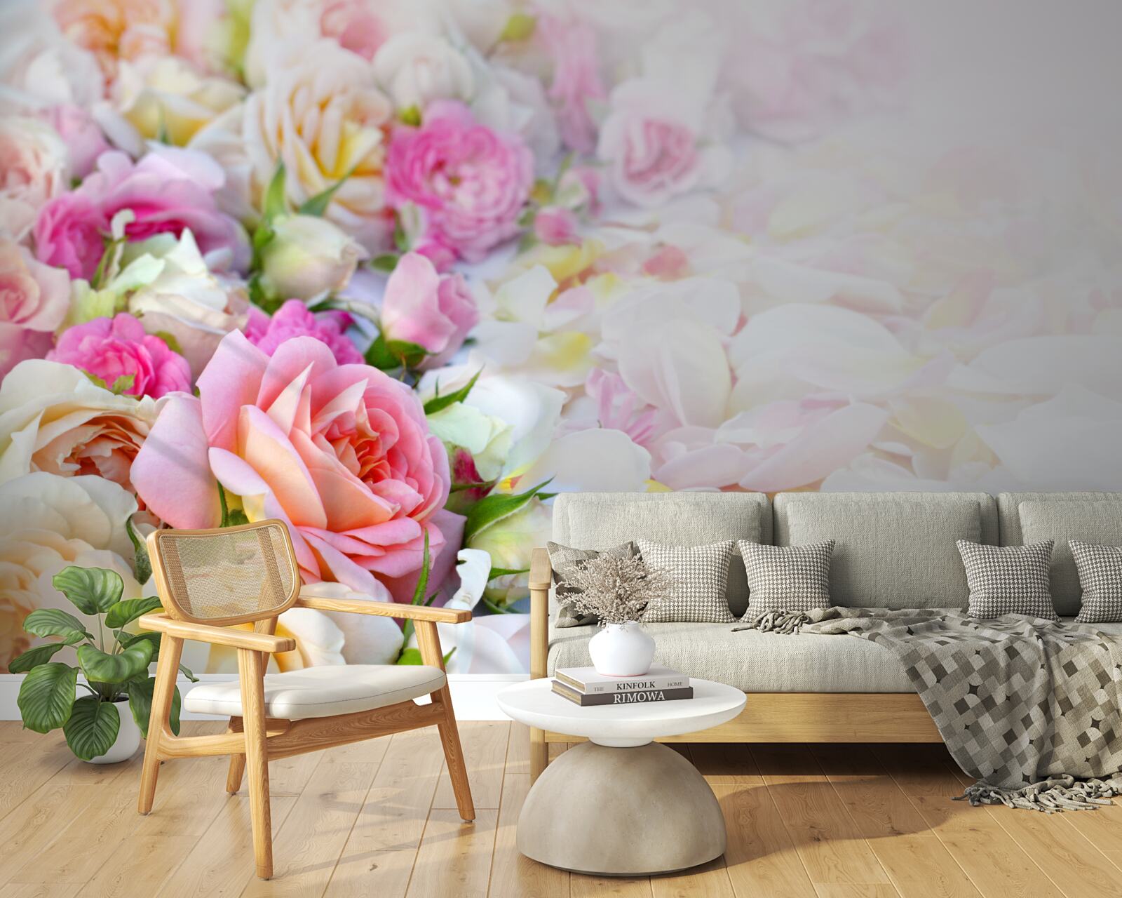 Fotobehang boeket weelderige zomerbloemen