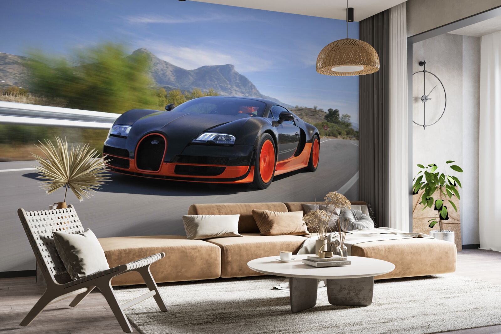 Fotobehang raceauto op de weg